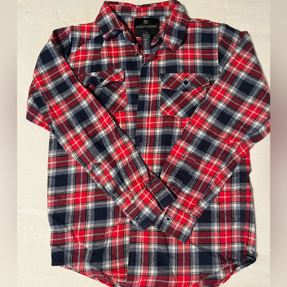 Lightweight Flannel button down shirt.